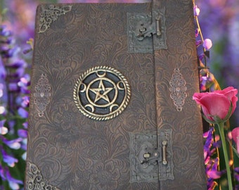 Book of Shadows - Antique Brown/Black Wicca Spells, Herbs, Oils-Customizable with add/remove pages Grimoire