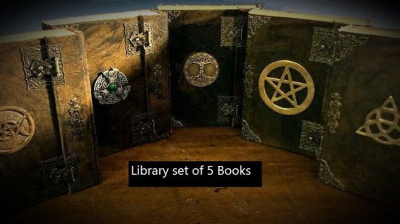 Book Of Shadows All 5 Books Spell Books Journal Herbs Oils Altar Book Of Shadows Old Spells Witch Book Antique Journal Old Book Blessing - 