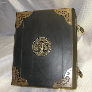 Double book Practical magick style Black Leather Journal printable removeable pages image 2