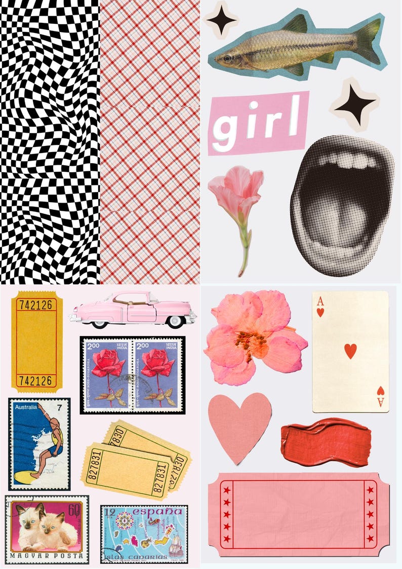 Printable Scrapbook Paper | Cute Aesthetic Junk Journal Pages | Trendy ...