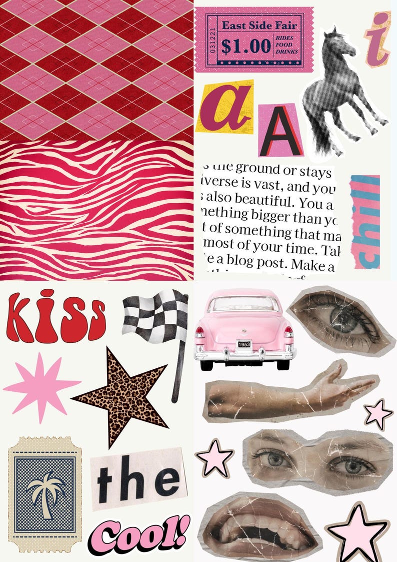 Printable Scrapbook Paper | Cute Aesthetic Junk Journal Pages | Trendy ...