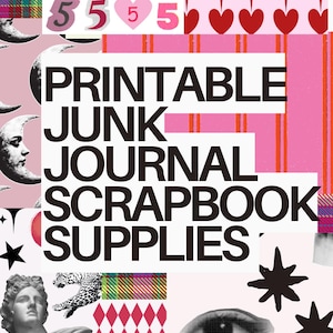 Printable Scrapbook Paper | Cute Aesthetic Junk Journal Pages | Trendy Pattern Digital Download | Ephemera for Stickers & Collage