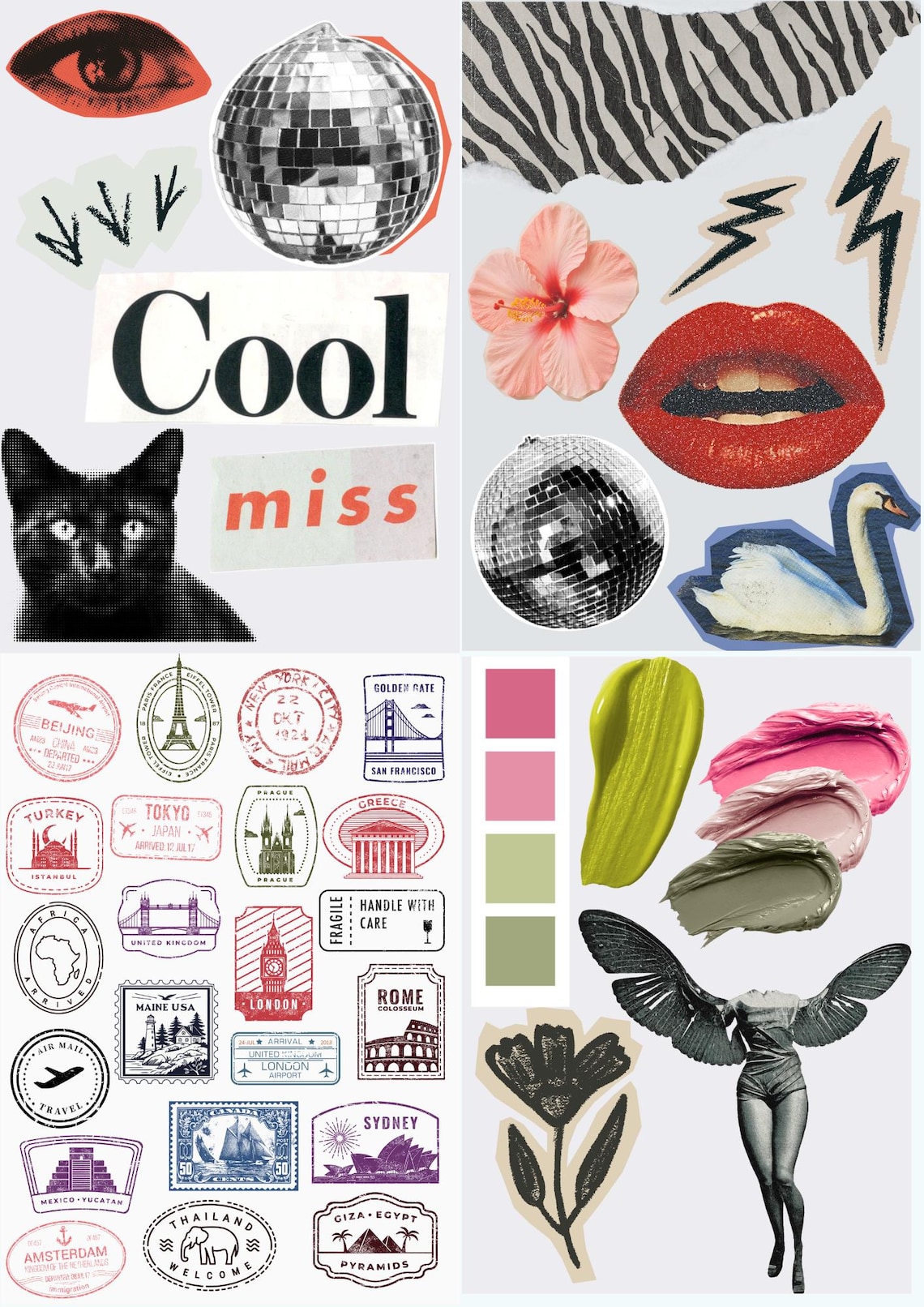 Printable Scrapbook Paper | Cute Aesthetic Junk Journal Pages | Trendy ...