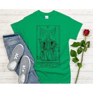 Camisa de cartas de tarô Justiça Original Rider Waite imagem da carta de tarô