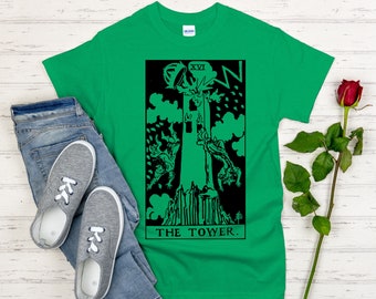 Tarot Card Shirt The Tower Card Original Rider Waite Tarot Card image