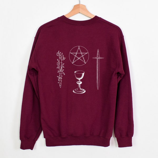 Tarot Suits Sweatshirt Wands Cups Swords Pentacles Crewneck Sweatshirt