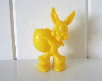 Vintage Rosbro Hard Plastic Easter Bunny Rabbit Candy Container - Egg Cup Container - Large 5&quot; Tall Size - EXCELLENT!