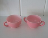 Vintage Cream and Sugar Set - Pink Hazel Atlas - Beaded Handles