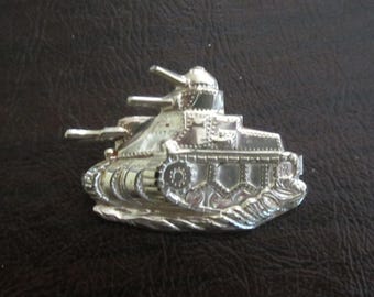 Pin vintage de tanque del ejército estadounidense de latón plateado de la Segunda Guerra Mundial - Coleccionable de la Segunda Guerra Mundial - Coleccionable del ejército vintage - Joyería vintage