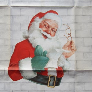 Vintage Christmas Wrapping Paper - Santa with Eye Glasses and Letter - One 19" x 26" Flat Sheet Folded - Vintage Christmas Gift Wrap