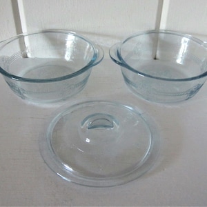 Plats de conservation des aliments en verre philbe bleu saphir Fire King vintage avec un couvercle - Casseroles individuelles - Anchor Hocking Glass Co.