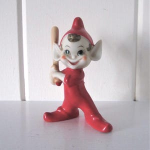 Vintage 13 cm hög basebollälvfigur - Porslins- och keramikälvfigur - Julälvfigur - Basebollfangåva - Japan