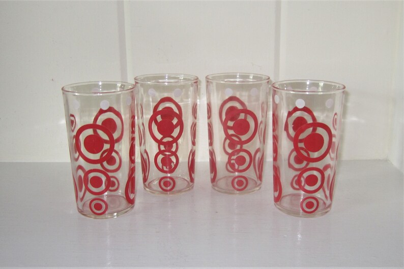 Vintage Drinking Glasses Circle and Dot Drinking Glasses Etsy