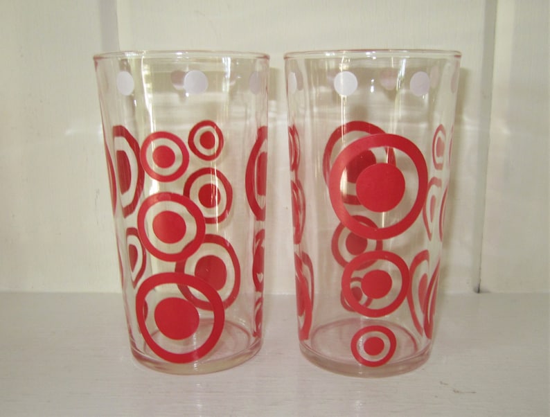 Vintage Drinking Glasses Circle and Dot Drinking Glasses Etsy
