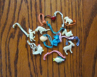 Vintage Celluloid Cracker Jack Charms w Metal Ring & String - Vintage Plastic Charms - Painted Celluloid Charms - Pick 1 from Pulldown Menu