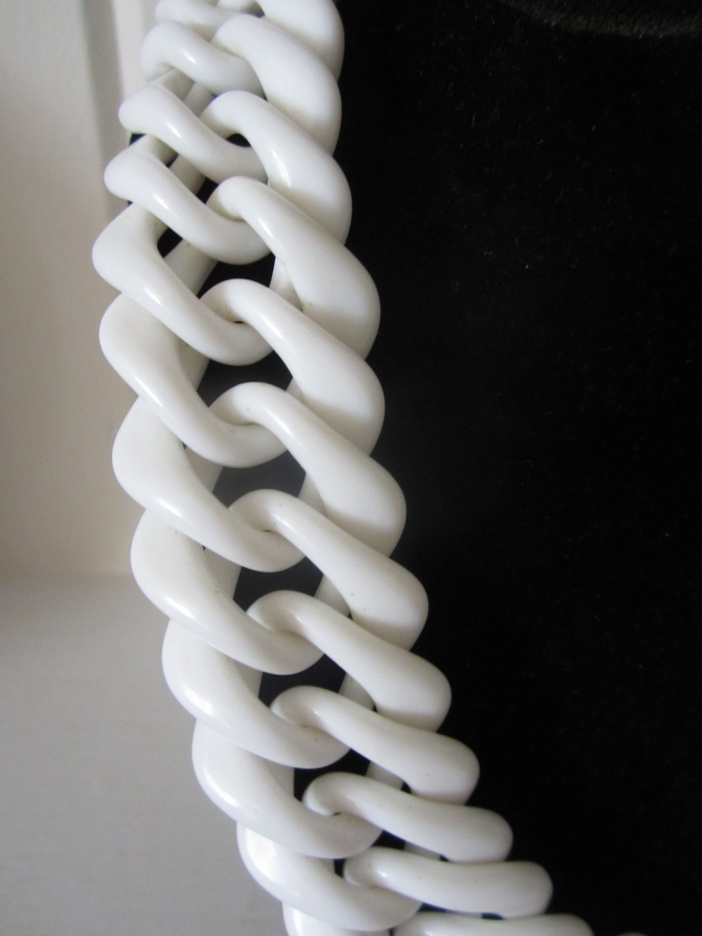 Vintage White Chunky Plastic Chain Link Necklace Retro Etsy