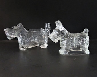 Para zabytkowych szklanych pojemników na cukierki w kształcie pieska szkockiego - Jeannette Glass - Szklane pojemniki na cukierki