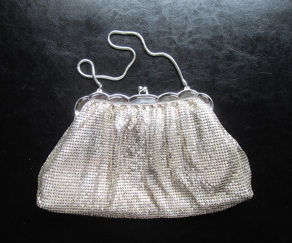 Vintage Whiting & Davis Silver Mesh Evening Bag P… - image 2