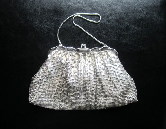 Vintage Whiting & Davis Silver Mesh Evening Bag P… - image 1