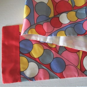 Vintage Nasharr Retro Mod Abstract Op Art Neck Scarf with Colorful Multicolor Circle Pattern - Japan - Acetate - Fashion Double Layer Scarf