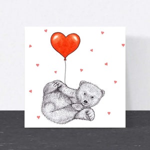 Nouvelle carte de bébé ours polaire // Carte de fête des mères, nouvelle carte de bébé animal mignon, carte d'anniversaire pour bébé, cartes pour elle, carte d'amour de félicitations