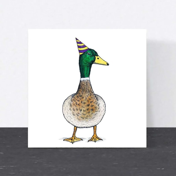 Duck birthday card // Animal birthday cards // Birthday card for men, cards for him, cards for friend // Eco-friendly blank cards in the UK