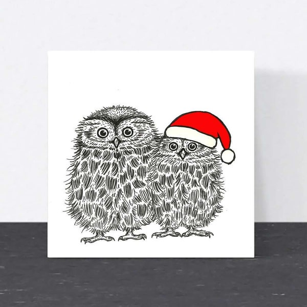 Cute owls Christmas card // Cute animal Christmas cards // Christmas card for wife, card for husband, card for partner // Eco Christmas card
