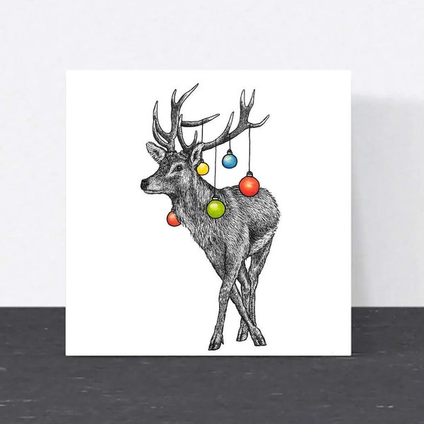 Red deer Christmas card // animal art, British wildlife card, Christmas cards for men and women, blank inside, eco-friendly