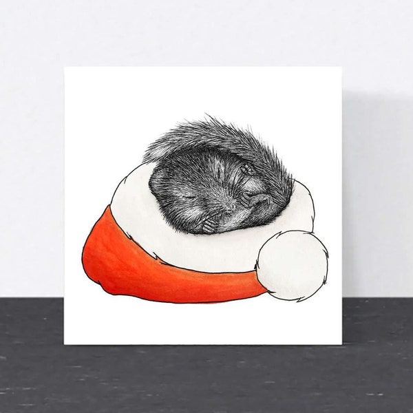 Hazel dormouse Christmas card // Cute animal Christmas cards // Hand drawn Christmas cards // Eco-friendly animal art // Cute Christmas card