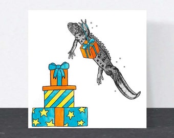 Newt Birthday card // Great crested newt animal art, card for friend, blank cards, hand-drawn British wildlife card, eco-friendly UK cards