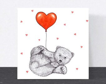 New baby polar bear card // Mother's Day card, Cute animal new baby card, Birthday card for baby, cards for her, congratulations love card