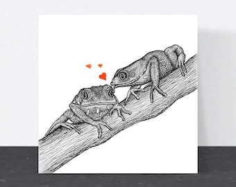 Frog love card // Birthday card for husband or wife, Valentine's cards, anniversary cards, funny love cards, blank cards, animal art