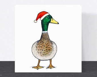 Duck Christmas card // Animal Christmas cards // Funny Christmas cards // Hand drawn Christmas cards // Eco-friendly wildlife cards