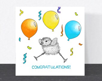 Congratulations chick card // Blank congratulations card for kids, card for child, school graduation card,  eco-friendly card, cute animal