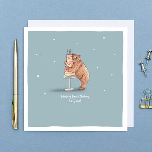 Bonne fête à vous ! - Carte d'anniversaire avec ours // Cartes d'anniversaire avec des animaux amusants // Art animalier dessiné à la main // Cartes d'anniversaire vierges et respectueuses de l'environnement