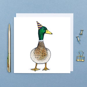Ente Geburtstagskarte // Tierische Geburtstagskarten // Geburtstagskarte für Mann, Karten für Ihn, Karten für Freund // Umweltfreundliche Blankokarten in Grossbritannien