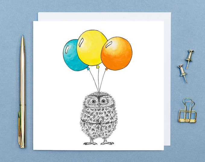 Cute Owl Birthday Card // Cute Animal Birthday Card // Hand Drawn ...
