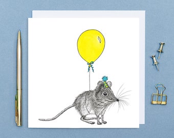 Shrew Birthday card // Animal birthday card // Cute animal art cards for friend, Eco-friendly birthday cards // Hand-drawn wildlife cards