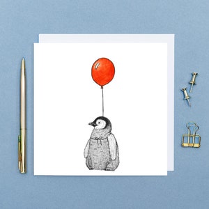 Niedliche Baby Pinguin Geburtstagskarte // Niedliche Tier Geburtstagskarte // Handgezeichnete Geburtstagskarte, Geburtstagskarte // Umweltfreundliche Tier Kunst Karte