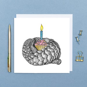 Cartão de aniversário de pangolim // cartões de arte animal, cartões de aniversário para ela, cartão de comemoração de cupcake, cartões para amiga, cartão em branco ecológico