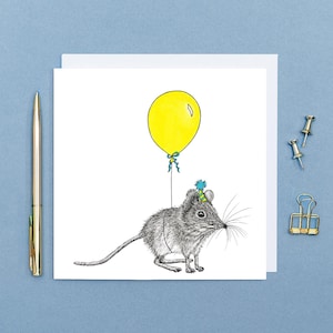 Geburtstagskarte mit Spitzmaus // Handgezeichnete Wildtier Karten, Geburtstagskarte mit Tiermotiven