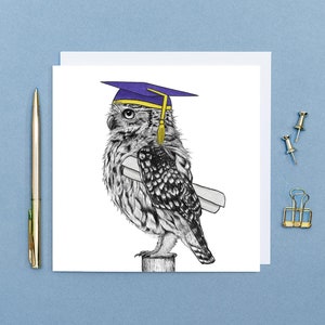 Eulen Abschlusskarte // Universitäts Abschluss Karte, College Abschluss Karte, Abschluss Karte für Tier, umweltfreundliche Abschluss Karte, Tier Kunst Karte