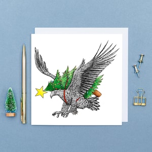 Adler Weihnachtskarte // Tierkunst, Seeadler, Seeadler, britische Wildtierkarte, leere Innenseite, Öko-Weihnachtskarte