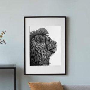 Afrikanischer Löwe Kunstdruck // A4 oder A3 // Löwe Wandbild, Löwe Geschenk, Tier Druck, detaillierter Kunstdruck, Kinderzimmer Jungen, Kunst für Jungen
