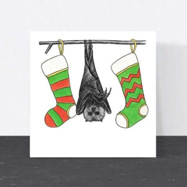 Fruit bat Christmas card // Funny Christmas card // Animal Christmas card // Animal art card // unique Christmas cards // Eco wildlife cards