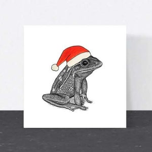 Frog Christmas card // Funny animal Christmas cards // Unique Christmas cards, wildlife card // Eco-friendly animal art cards