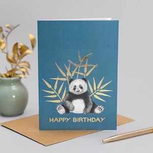 Luxus Panda Geburtstagskarte, Goldfolie Karte für Sie, Geburtstagskarte für Freundin, süßer Panda, Kunst Geburtstagskarte