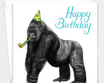Silverback Gorilla Card A6 Gorilla Gifts, Monkey Birthday Card, Gorilla  Drawing, Ape Art Card, Gorilla Fathers Day Greeting Card 