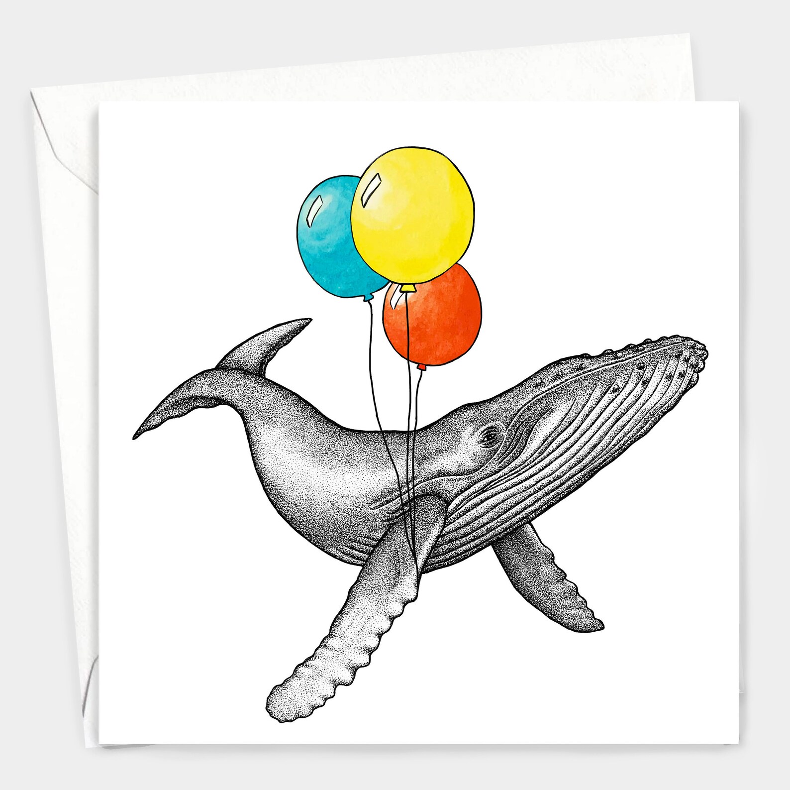 Whale Birthday Card // Animal Art Cards for Friend Cute - Etsy
