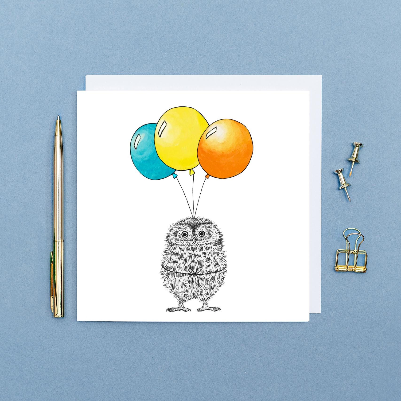 Cute Owl Birthday Card // Cute Animal Birthday Card // Hand Drawn ...